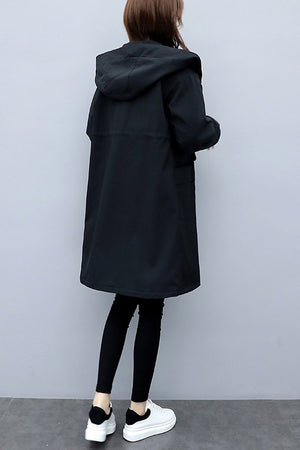 Hooded Long Jacket with Velvet Lining