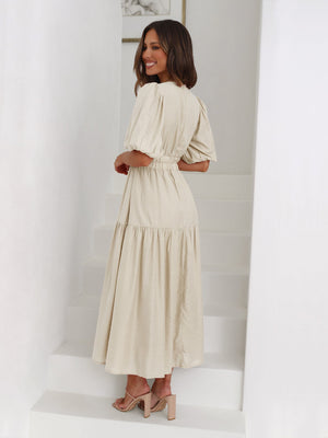 Ella Dress V Neckline Puffed Sleeves