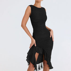 Asymmetrical Short Dress with Ruffles