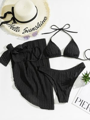 Conjunto de bikini triangular Malibu con falda