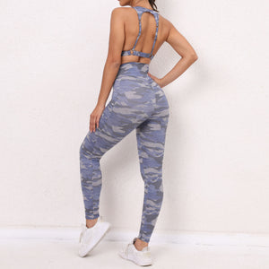 Camouflaged Top and Legging Pants Set