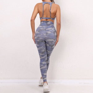 Camouflaged Top and Legging Pants Set