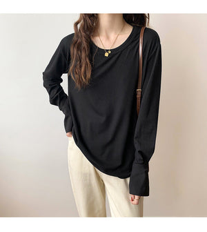 Ribbed Knit Blouse Long Sleeves with Button