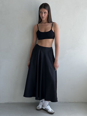 Long Satin High Waist Skirt