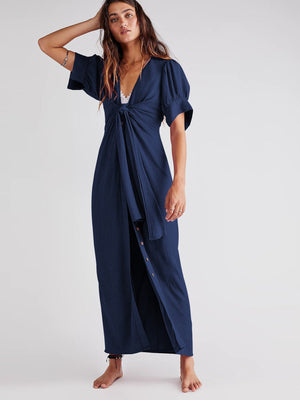 Maxi V-neck Slit Dress