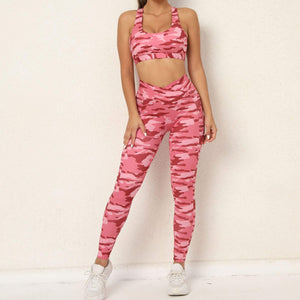 Camouflaged Top and Legging Pants Set