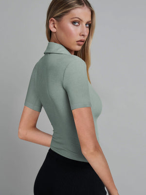 Bodysuit V Neckline Shirt Collar