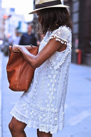 Loose Lace Mini Dress