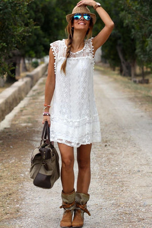 Loose Lace Mini Dress