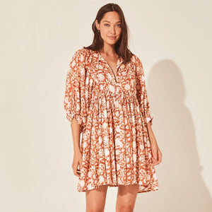 Short Floral Dress Puffed Sleeves