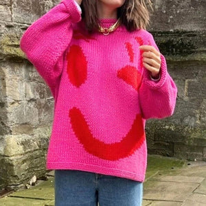 Oversize Thick Knit Smiley Blouse