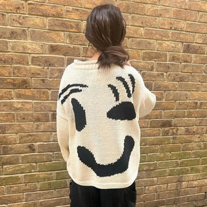 Oversize Thick Knit Smiley Blouse