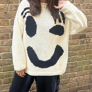 Oversize Thick Knit Smiley Blouse