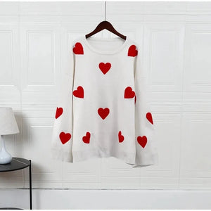 Love Hearts Embroidered Knit Sweater