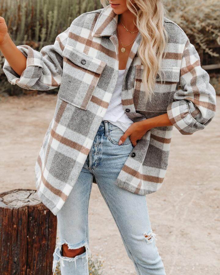 Jacket Style Checkered Shirt Multicolors
