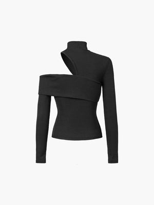 Blusa corta de cuello alto Tricot