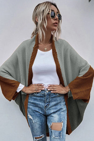 Cardigan Boho Wide Sleeve Color Block