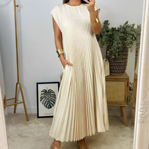 Long Pleated Bleur Dress