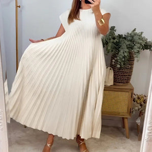 Long Pleated Bleur Dress