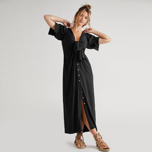 Maxi V-neck Slit Dress