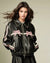Pink Bow Black Faux Leather Jacket
