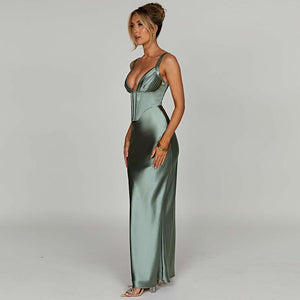 Myla Waist Dress in Satin