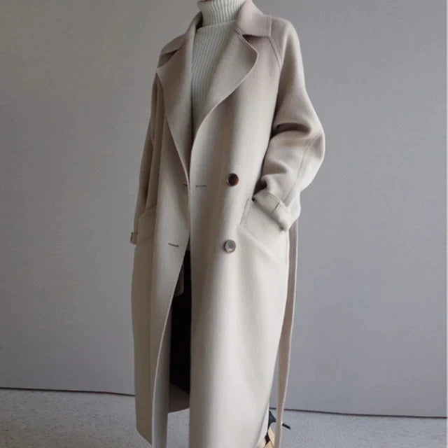 Joan Coat Lapel Collar Overcoat
